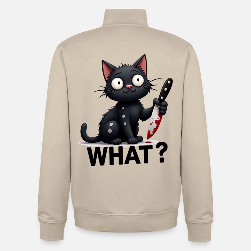 WHAT? Killer-Katze - Unisex Organic Zip Sweatshirt von Stanley/Stella - Cremebeige