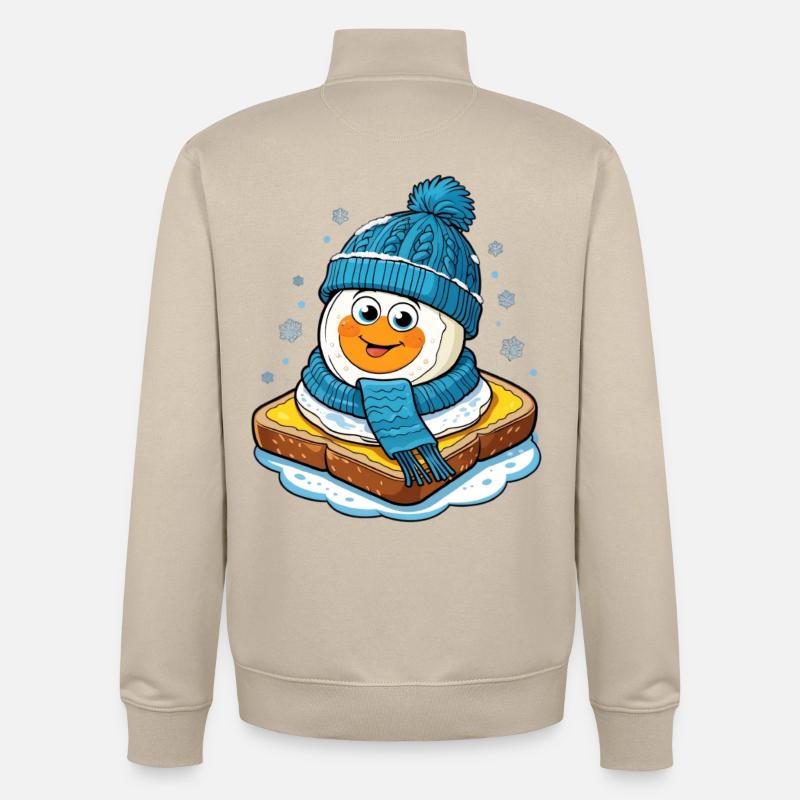 Muñeco de nieve de invierno en tostadas - Sudadera unisex con cremallera de algodón orgánico de Stanley/Stella - beige crema