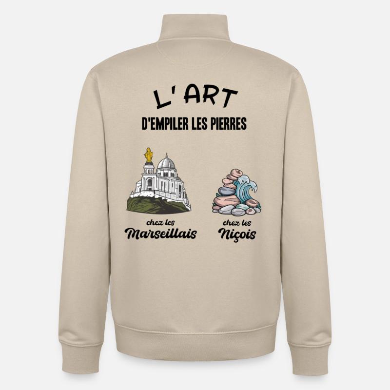 Marseille vs Nice Humour Entre Amis - Sweat zippé unisexe en coton bio Stanley/Stella - beige crème