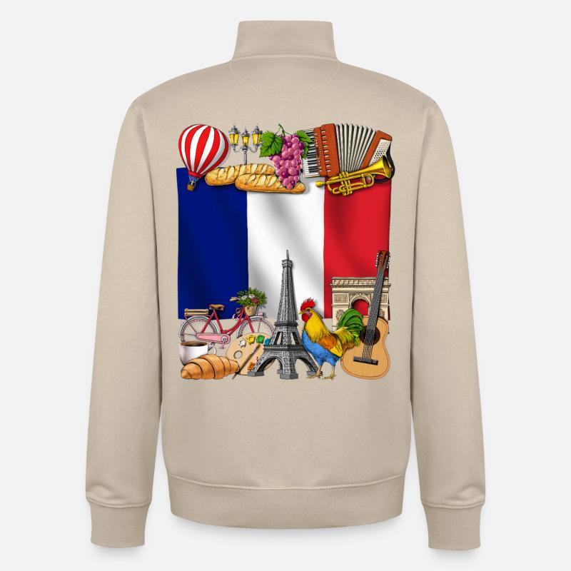 Frankreich - Unisex Organic Zip Sweatshirt von Stanley/Stella - Cremebeige