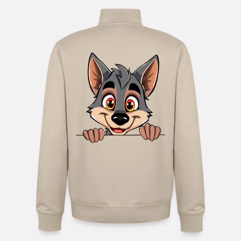 Kuscheliger Wolf blickt über Rand - Unisex Organic Zip Sweatshirt von Stanley/Stella - Cremebeige