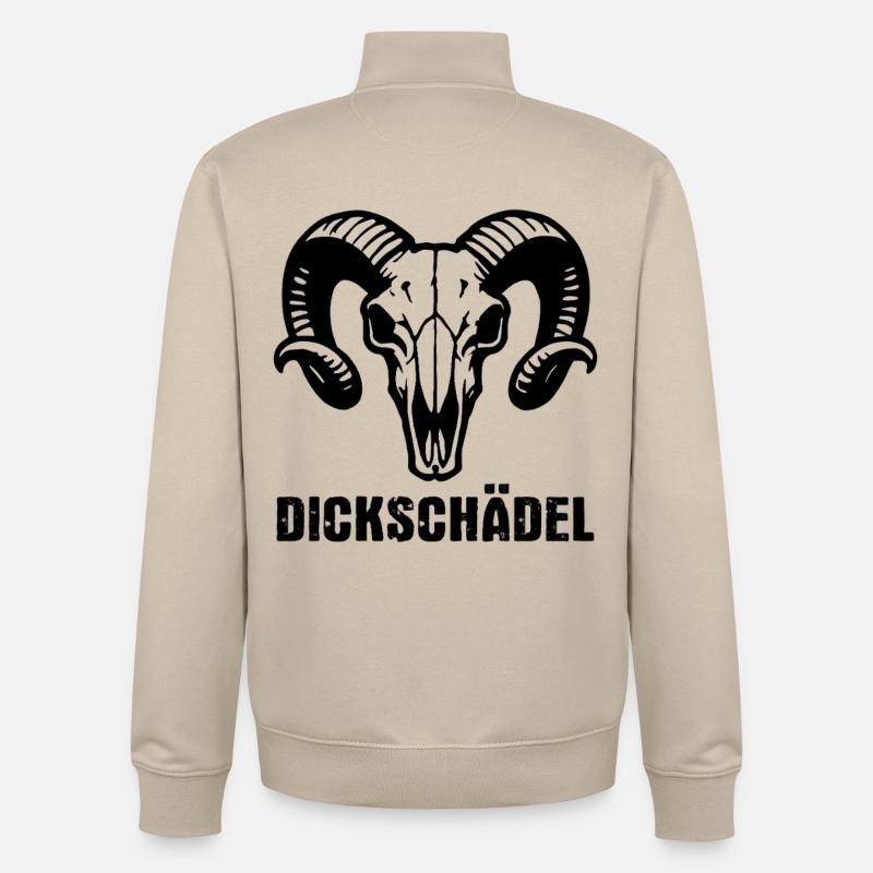 Widderkopf Schädel mit Hörnern - Dickschädel - Unisex Organic Zip Sweatshirt von Stanley/Stella - Cremebeige