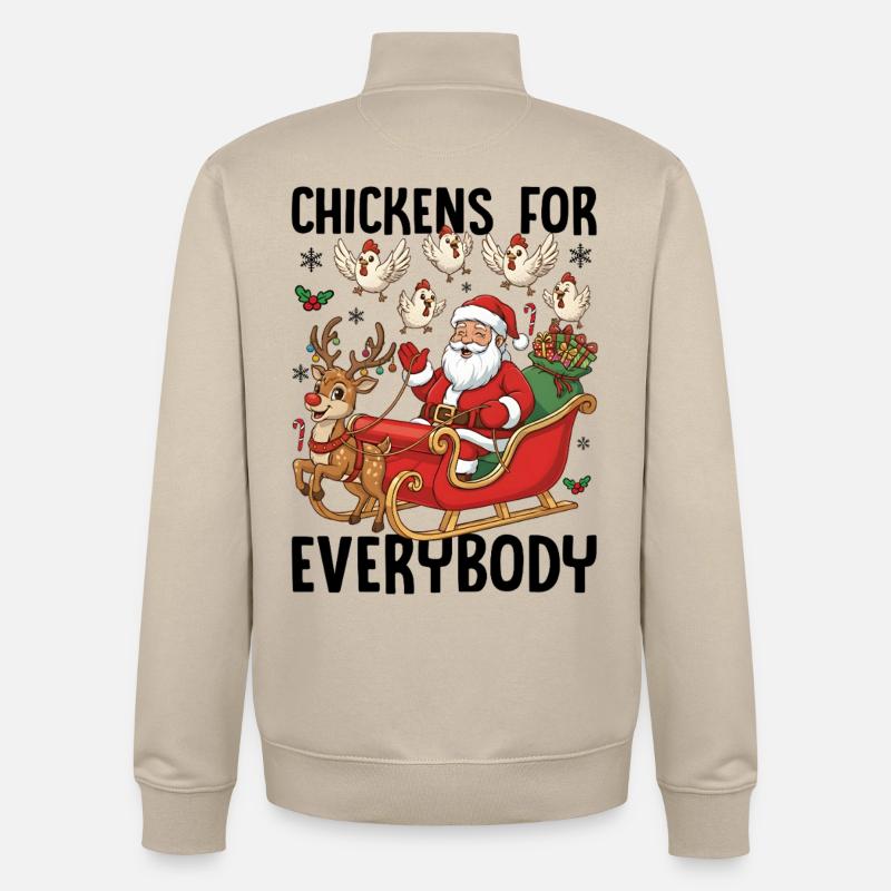 Des poulets pour tout le monde - Sweat zippé unisexe en coton bio Stanley/Stella - beige crème