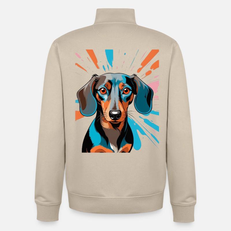 PopArt Teckel Couleur Douche - Sweat zippé unisexe en coton bio Stanley/Stella - beige crème