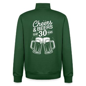 Cheers and beer to my 30 years - Unisex Organic Zip Sweatshirt by Stanley/Stella - bottle green - Back - AI Model Male 185 dark (185cm)