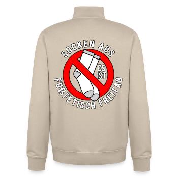 No socks allowed shield feet - Unisex Organic Zip Sweatshirt by Stanley/Stella - desert dust - Back - AI Model Male 185 dark (185cm)