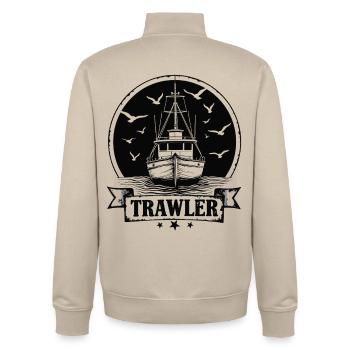 Trawler Fischkutter Ahoi Maritim - Unisex Organic Zip Sweatshirt von Stanley/Stella - Cremebeige - Hinten - AI Model Male 185 dark (185cm)