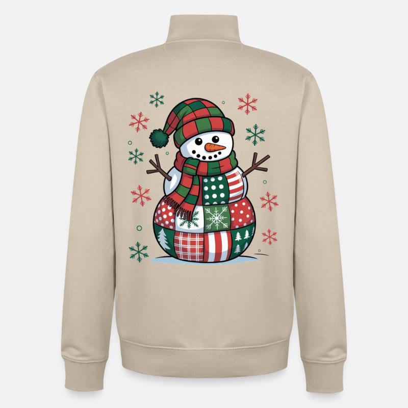 Snowman Patchwork - Unisex Organic Zip Sweatshirt by Stanley/Stella - desert dust