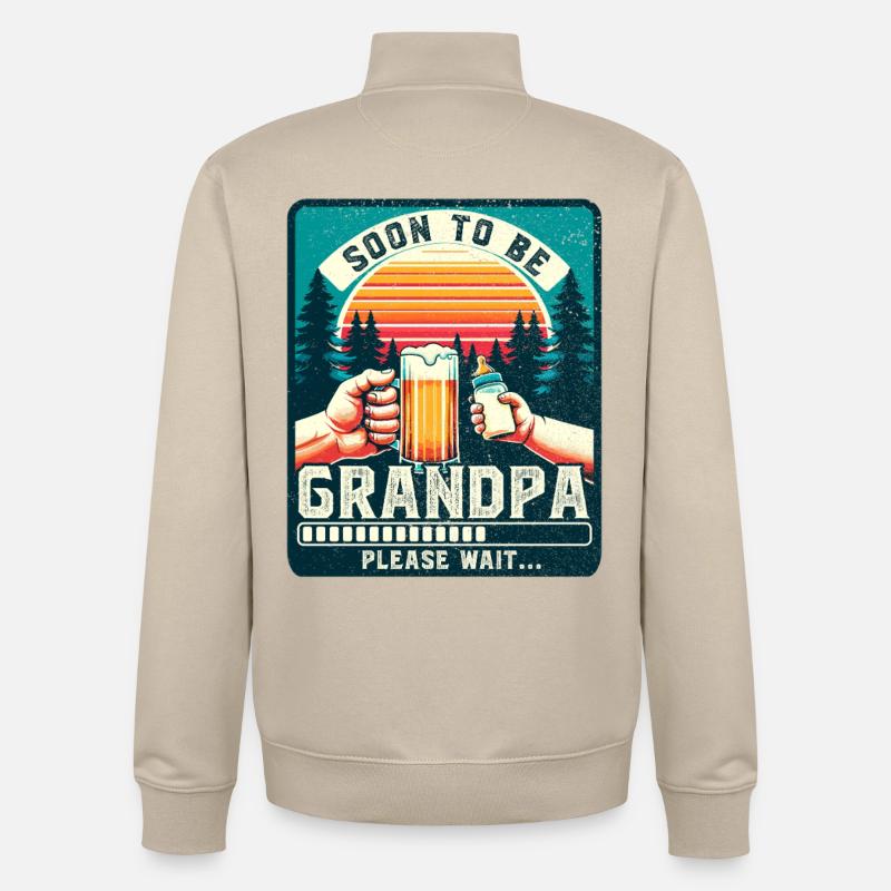 Werdender Opa loading zukünftiger Großvater - Unisex Organic Zip Sweatshirt von Stanley/Stella - Cremebeige
