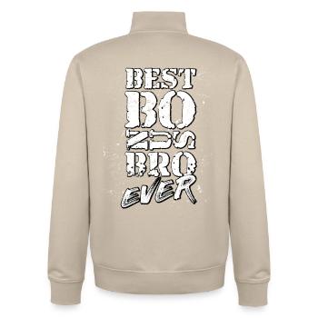 BRO - Unisex Organic Zip Sweatshirt von Stanley/Stella - Cremebeige - Hinten - AI Model Male 185 dark (185cm)