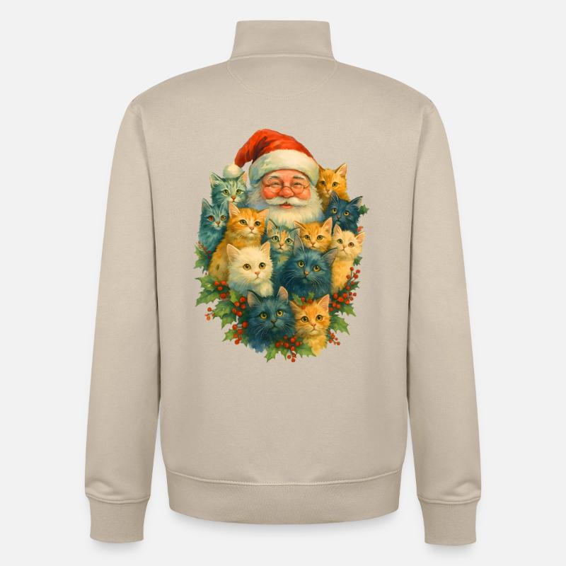 Diversité du chat Noël - Sweat zippé unisexe en coton bio Stanley/Stella - beige crème