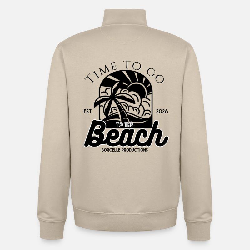 TEMPS D’ALLER À LA PLAGE - Sweat zippé unisexe en coton bio Stanley/Stella - beige crème