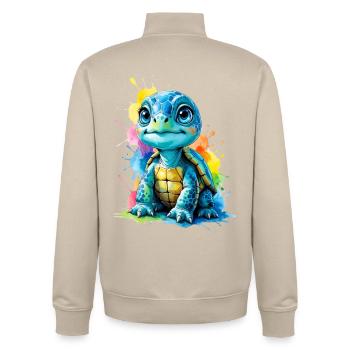 Bunte Schildkröte mit Farbspritzern - Unisex Organic Zip Sweatshirt von Stanley/Stella - Cremebeige - Hinten - AI Model Male 185 dark (185cm)