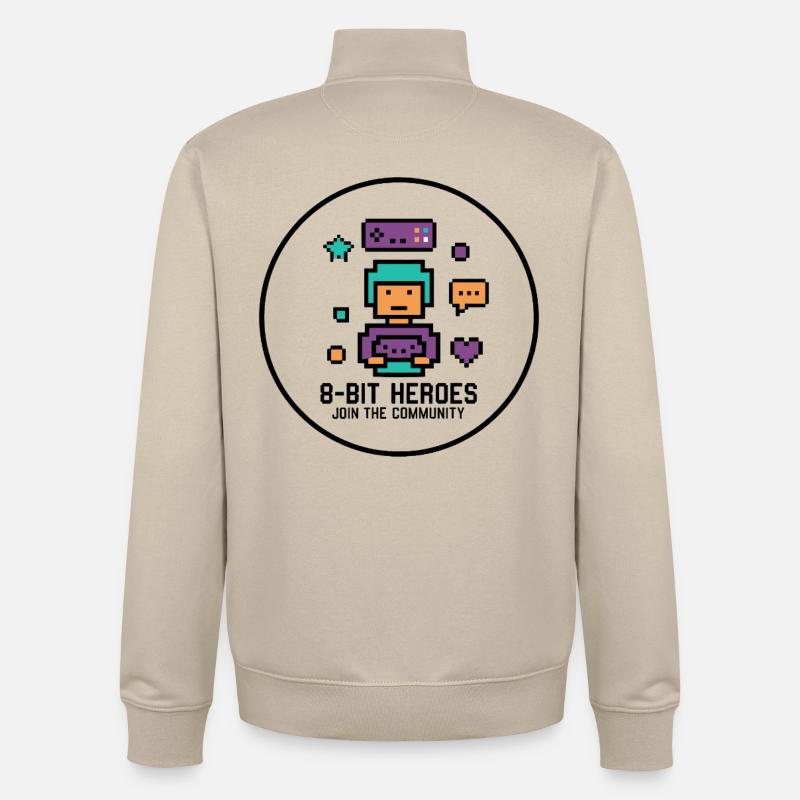Pixel Gamer Retro 8-Bit Gaming Kult - Sweat zippé unisexe en coton bio Stanley/Stella - beige crème