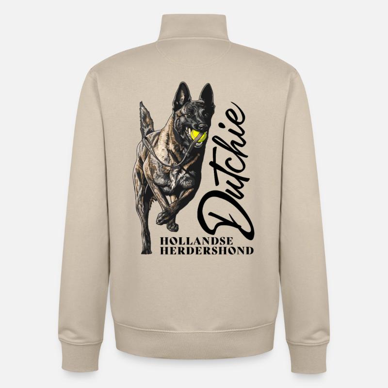 Dutch Shepherd - Dutchie  - Unisex Organic Zip Sweatshirt by Stanley/Stella - desert dust