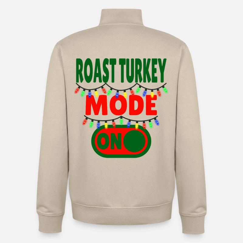 Mode dinde rôtie activé - Sweat zippé unisexe en coton bio Stanley/Stella - beige crème