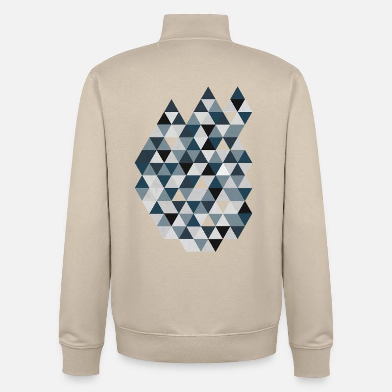 Blue Triangle Mosaic Geometry Triangles - Unisex Organic Zip Sweatshirt by Stanley/Stella - desert dust