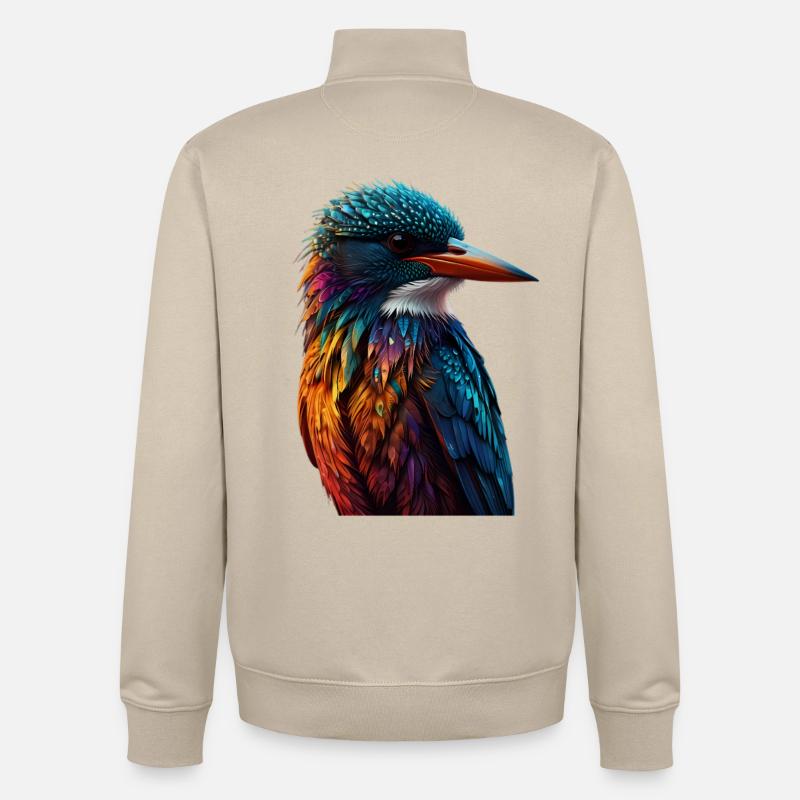 Bunter Eisvogel Farbenspiel - Unisex Organic Zip Sweatshirt von Stanley/Stella - Cremebeige