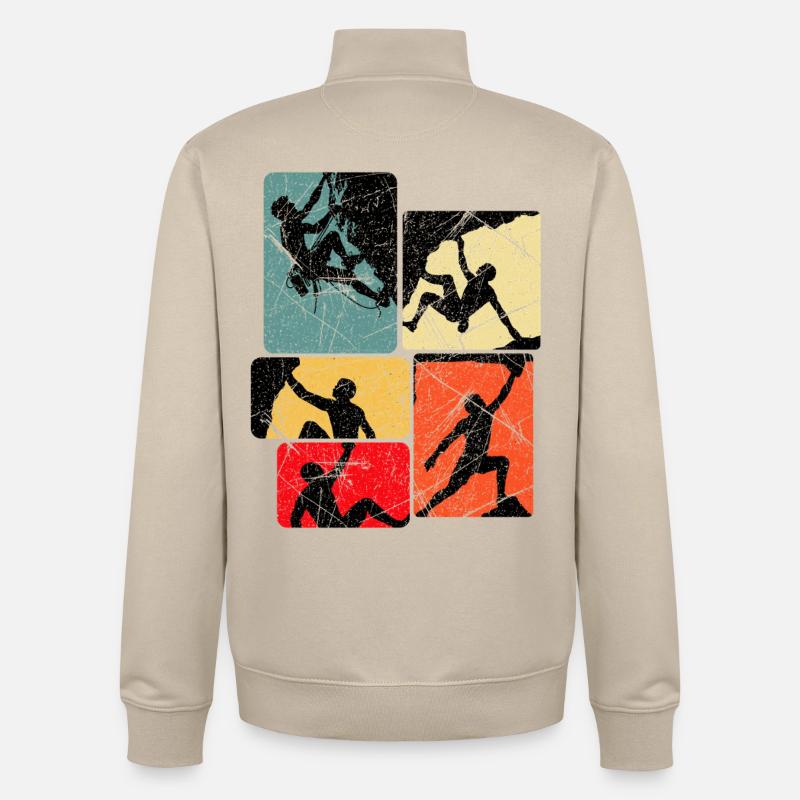 Climbing Joy Square Panel - Unisex Organic Zip Sweatshirt by Stanley/Stella - desert dust