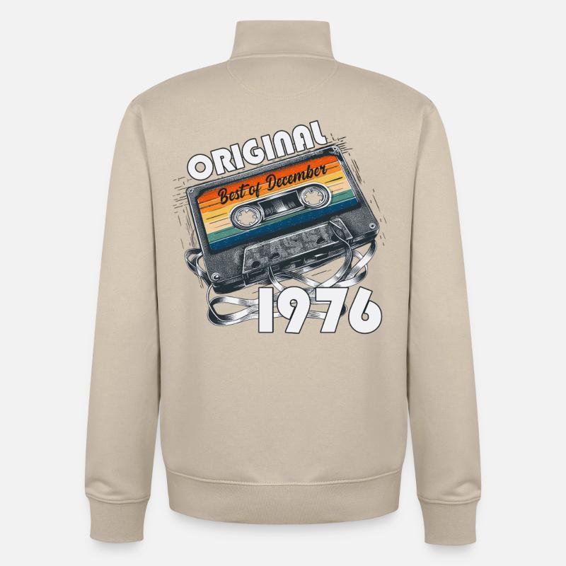 50e anniversaire cassette décembre 1976 - Sweat zippé unisexe en coton bio Stanley/Stella - beige crème