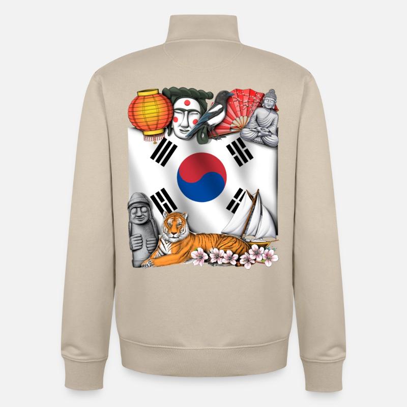 Corée du Sud - Sweat zippé unisexe en coton bio Stanley/Stella - beige crème