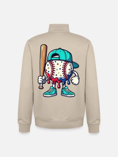 Schmelzendes Baseball-Maskottchen mit Schläger - Unisex Organic Zip Sweatshirt von Stanley/Stella - Cremebeige