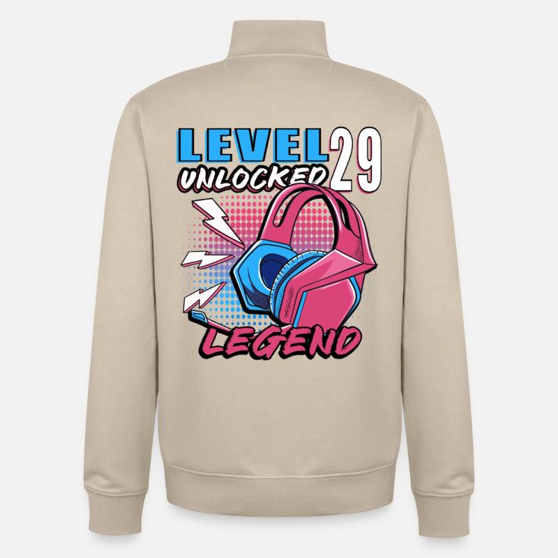 Casque néon Legend niveau 29 - Sweat zippé unisexe en coton bio Stanley/Stella - beige crème