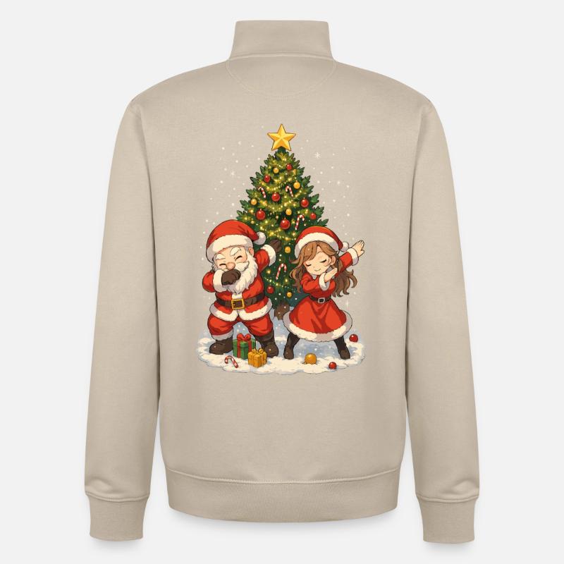 Christmas Dab, Santa Squad, Fun Xmas - Sweat zippé unisexe en coton bio Stanley/Stella - beige crème