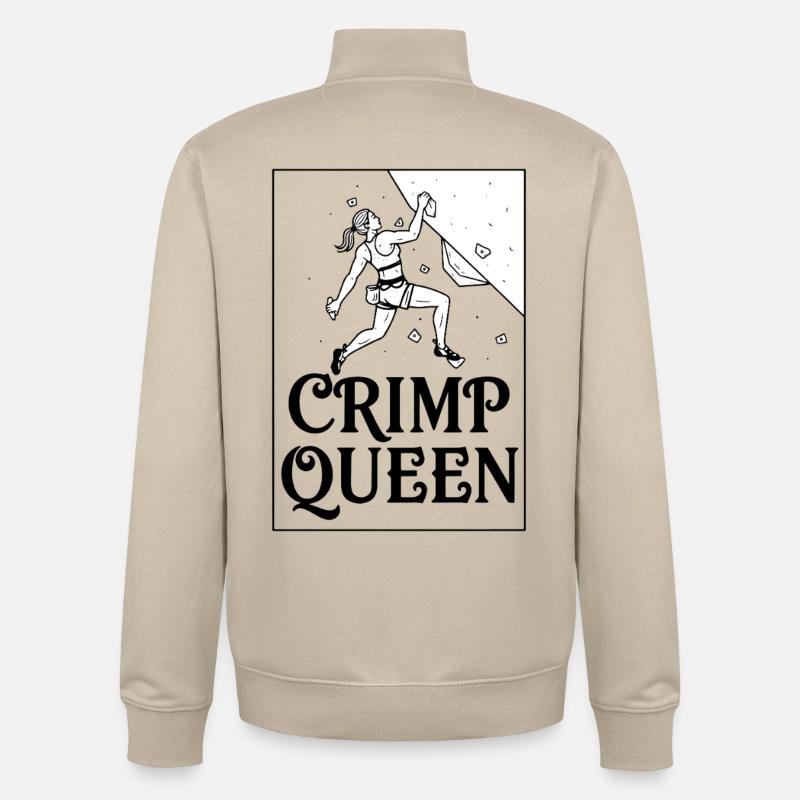 Graphique d’aventure d’escalade Crimp Queen - Sweat zippé unisexe en coton bio Stanley/Stella - beige crème