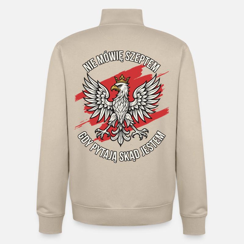 Polish Eagle Pride Statement Design - Unisex Organic Zip Sweatshirt by Stanley/Stella - desert dust