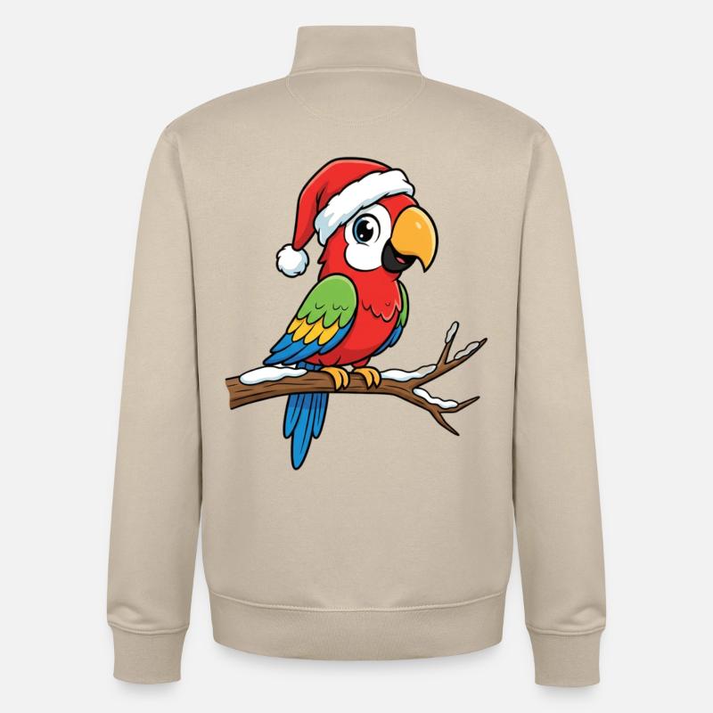 Perroquet de Noël sur la branche - Sweat zippé unisexe en coton bio Stanley/Stella - beige crème