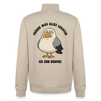 « C'était plus simple avant », dit Seagull. - Sweat zippé unisexe en coton bio Stanley/Stella - beige crème - Dos - AI Model Male 185 dark (185cm)