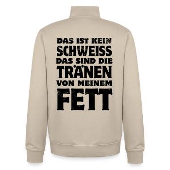 This is not sweat - fitness - weight loss saying - Unisex Organic Zip Sweatshirt by Stanley/Stella - desert dust - Back - AI Model Male 185 dark (185cm)