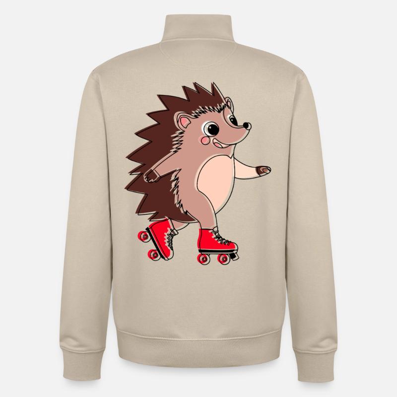 Hérisson en roller - Niglo en roller  - Sweat zippé unisexe en coton bio Stanley/Stella - beige crème