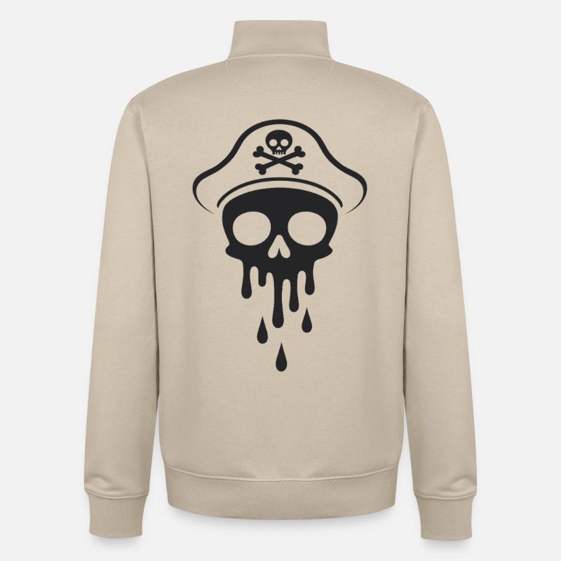 Melting Captain Skull Skull Captain Hat - Unisex Organic Zip Sweatshirt by Stanley/Stella - desert dust