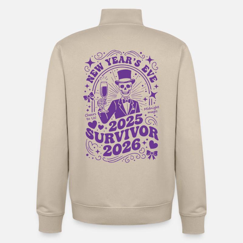 Silvester 2025 Überlebender 2026 Mitternachtsmagie - Unisex Organic Zip Sweatshirt von Stanley/Stella - Cremebeige