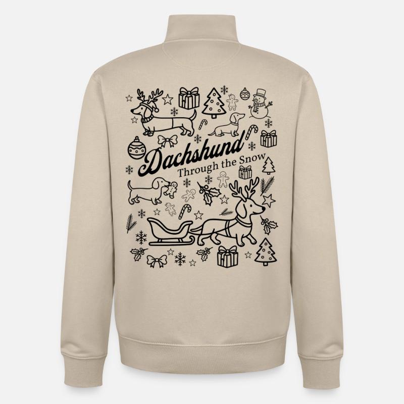 Conception de la neige teckel - Sweat zippé unisexe en coton bio Stanley/Stella - beige crème
