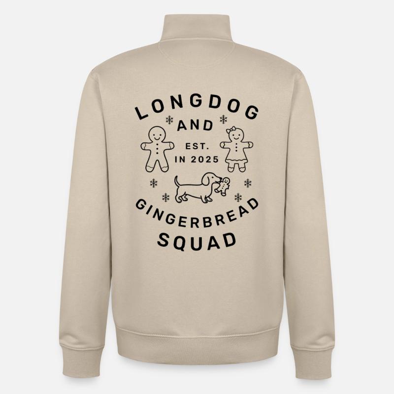Longdog and Gingerbread Squad | Dackel - Unisex Organic Zip Sweatshirt von Stanley/Stella - Cremebeige