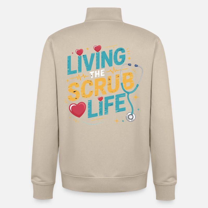 Leben im Scrub-Leben - Unisex Organic Zip Sweatshirt von Stanley/Stella - Cremebeige