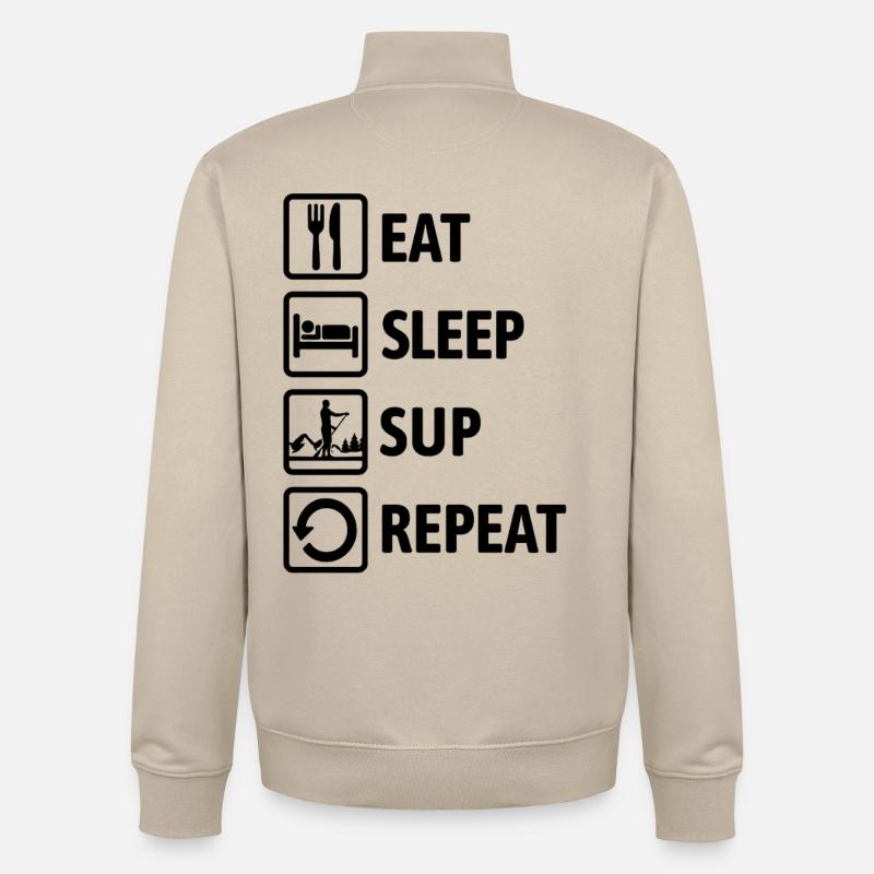 Eat Sleep SUP Repeat - Standup paddeln - Unisex Organic Zip Sweatshirt von Stanley/Stella - Cremebeige