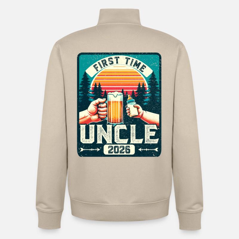 Uncle 2026, Expectant Uncle, Future Uncle - Unisex Organic Zip Sweatshirt by Stanley/Stella - desert dust