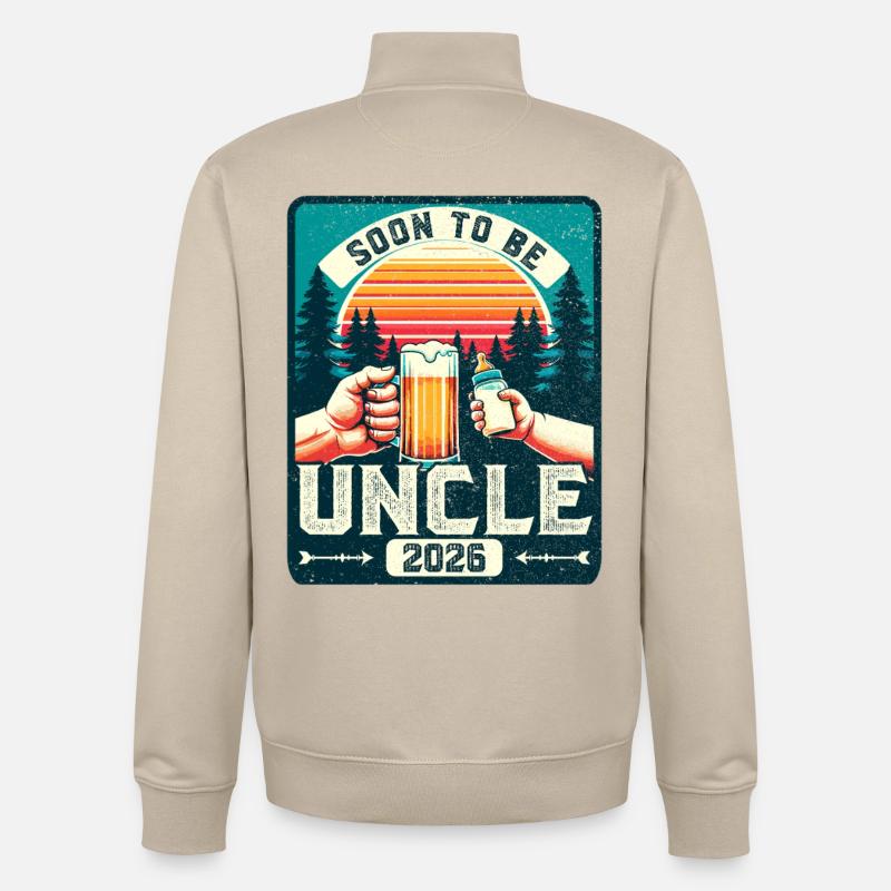 Uncle 2026, Expectant Uncle, Future Uncle - Unisex Organic Zip Sweatshirt by Stanley/Stella - desert dust