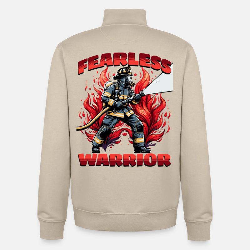 Pompier intrépide, héros pompier - Sweat zippé unisexe en coton bio Stanley/Stella - beige crème