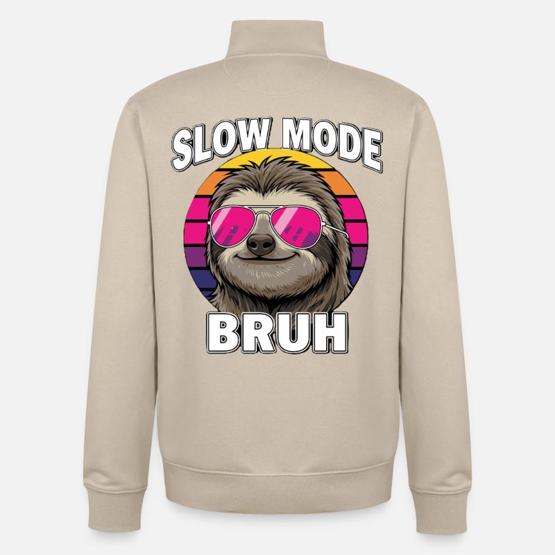 Cool Sloth Slow Mode Bruh Retro - Unisex Organic Zip Sweatshirt by Stanley/Stella - desert dust