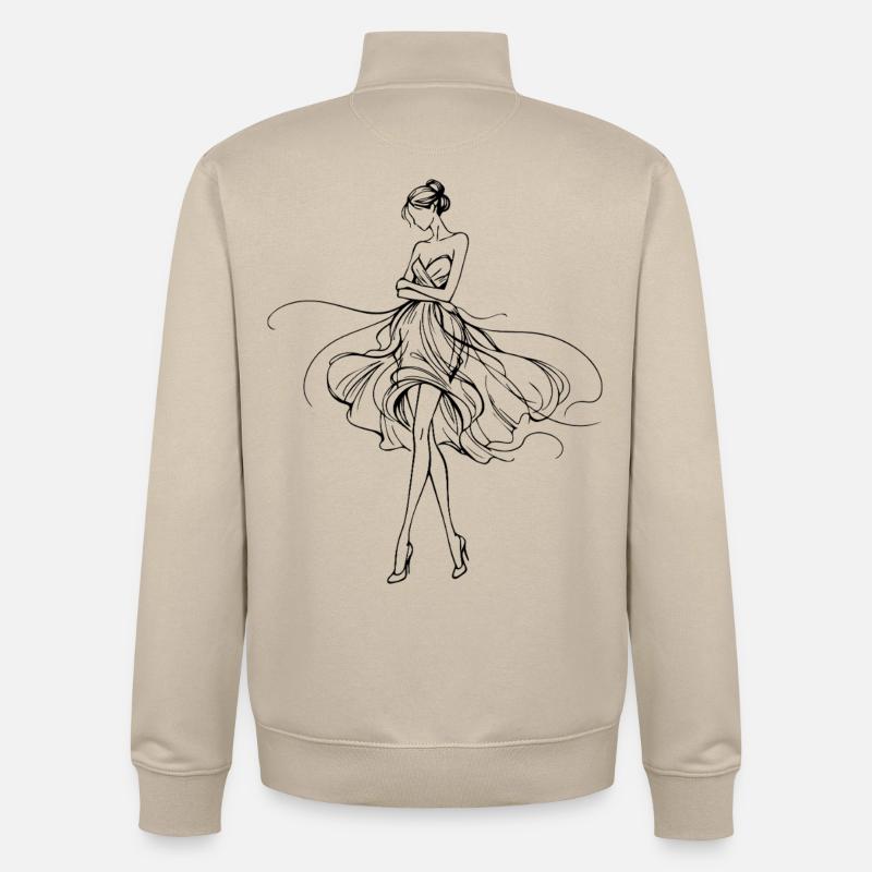 Silhouette in einem fließenden Kleid - Unisex Organic Zip Sweatshirt von Stanley/Stella - Cremebeige