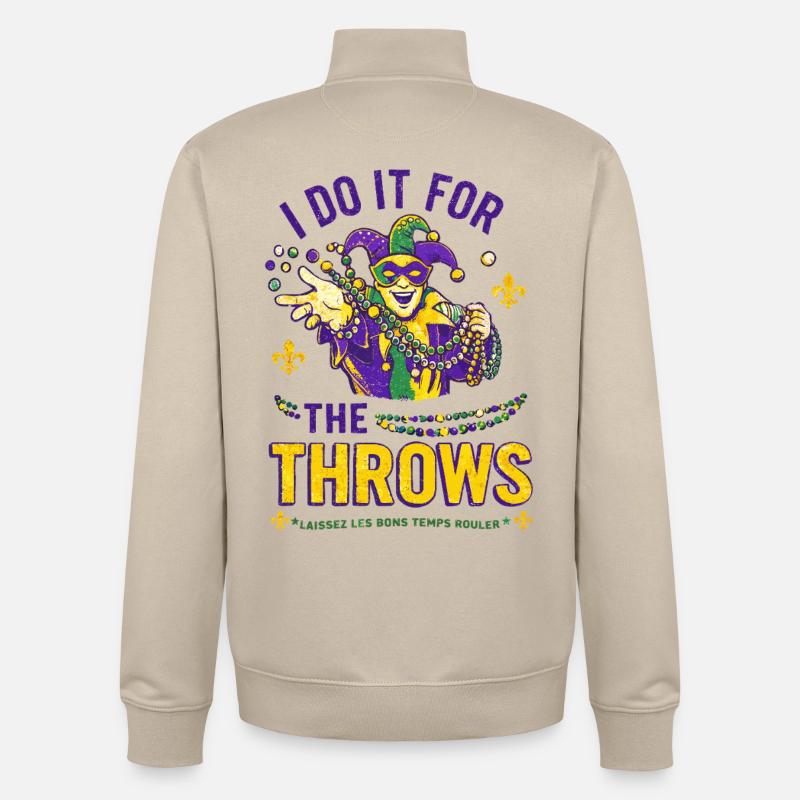 Perles Bouffons du Mardi Gras - Sweat zippé unisexe en coton bio Stanley/Stella - beige crème