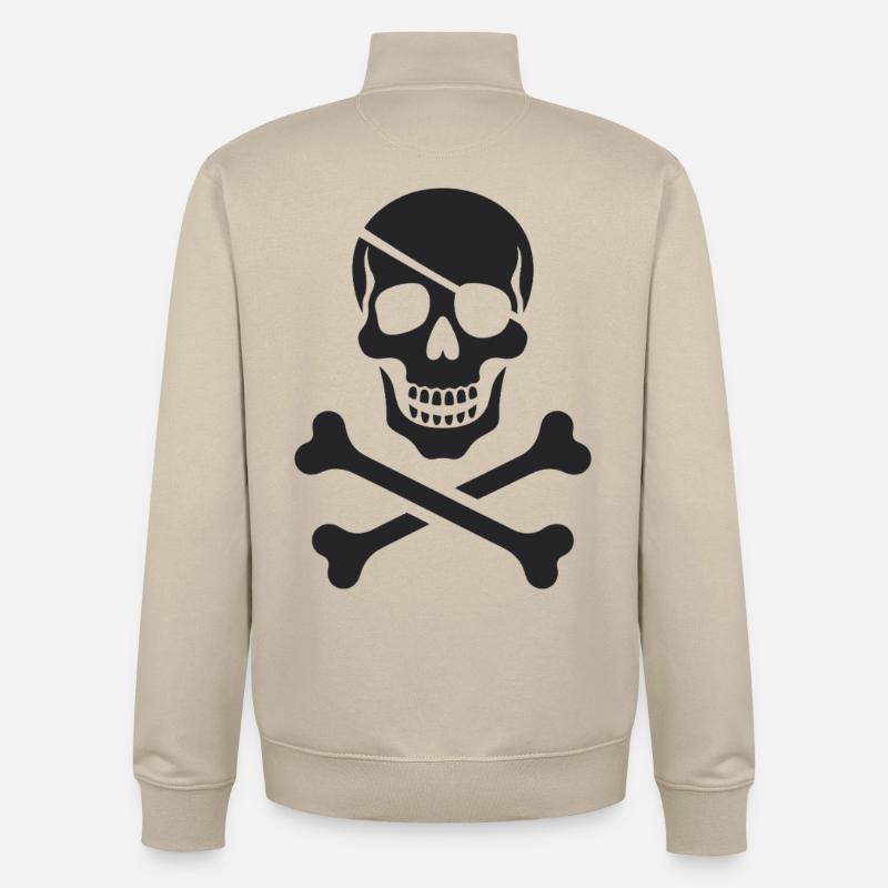 Le classique Jolly Roger Pirate Scream - Sweat zippé unisexe en coton bio Stanley/Stella - beige crème