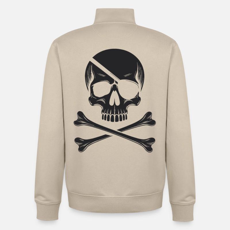 Le classique Jolly Roger Pirate Scream - Sweat zippé unisexe en coton bio Stanley/Stella - beige crème