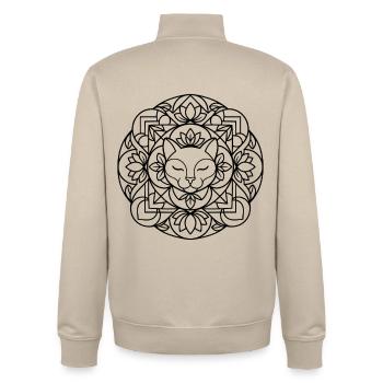 Katzen Mandala mit harmonischer Ornamentik - Unisex Organic Zip Sweatshirt von Stanley/Stella - Cremebeige - Hinten - AI Model Male 185 dark (185cm)