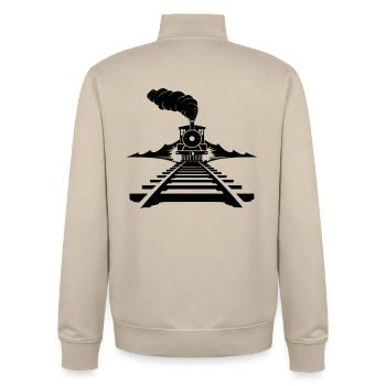 Railway Sketch - Unisex Organic Zip Sweatshirt by Stanley/Stella - desert dust - Back - AI Model Male 185 dark (185cm)